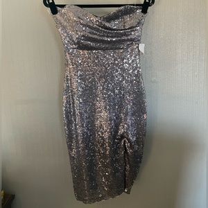 Strapless silver sequins Charlotte Russe Dress